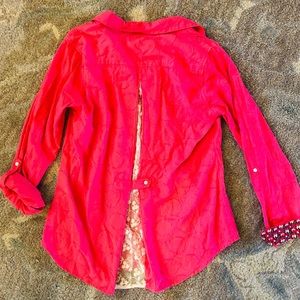 Anthropologie Pink with Lace Blouse